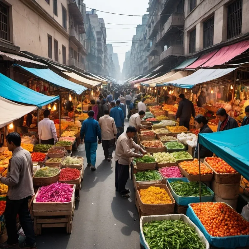 Bustling AI generated marketplace scene