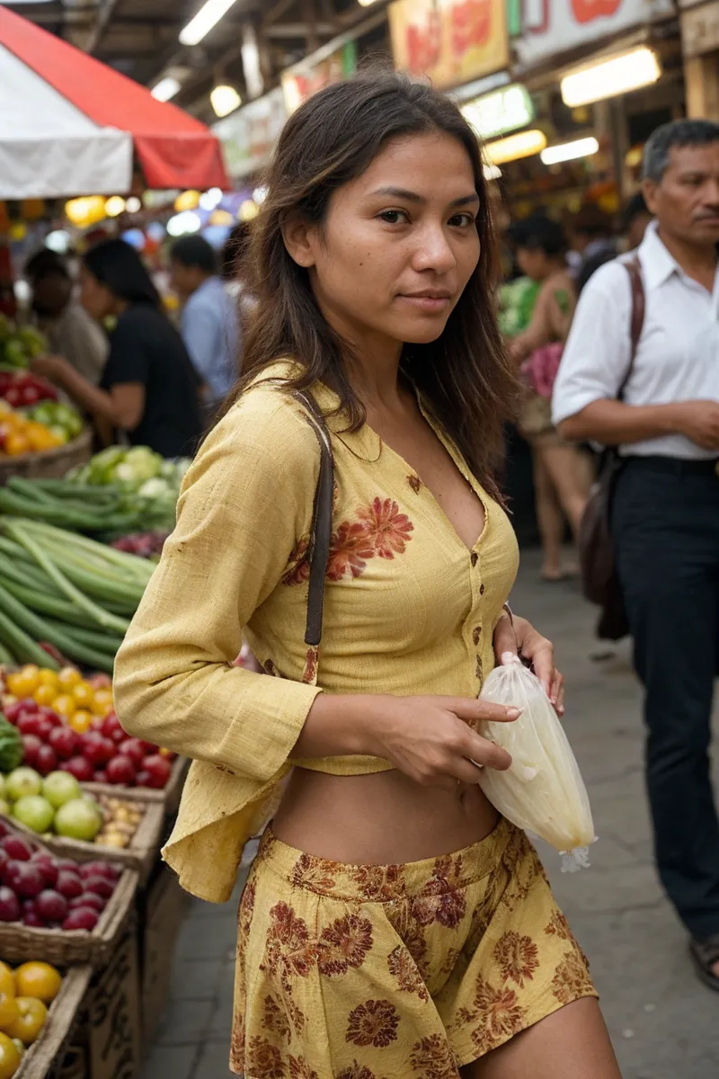 Vibrant AI generated market street photography